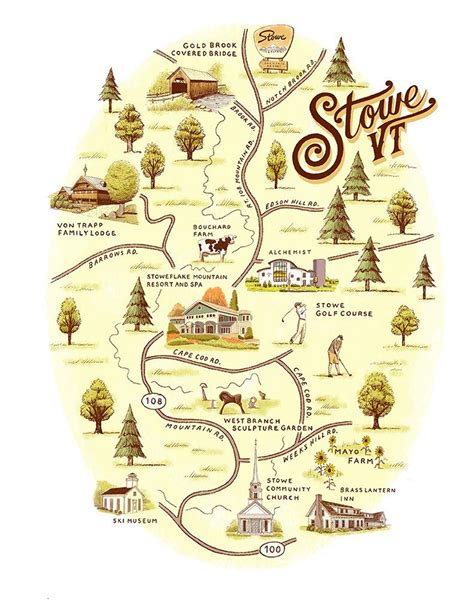 tourist map of stowe vermont.